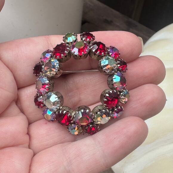 Vintage 1950-1960 Aurora Borealis Austrian Crystal Rhinestone Brooch - Picture 3 of 9